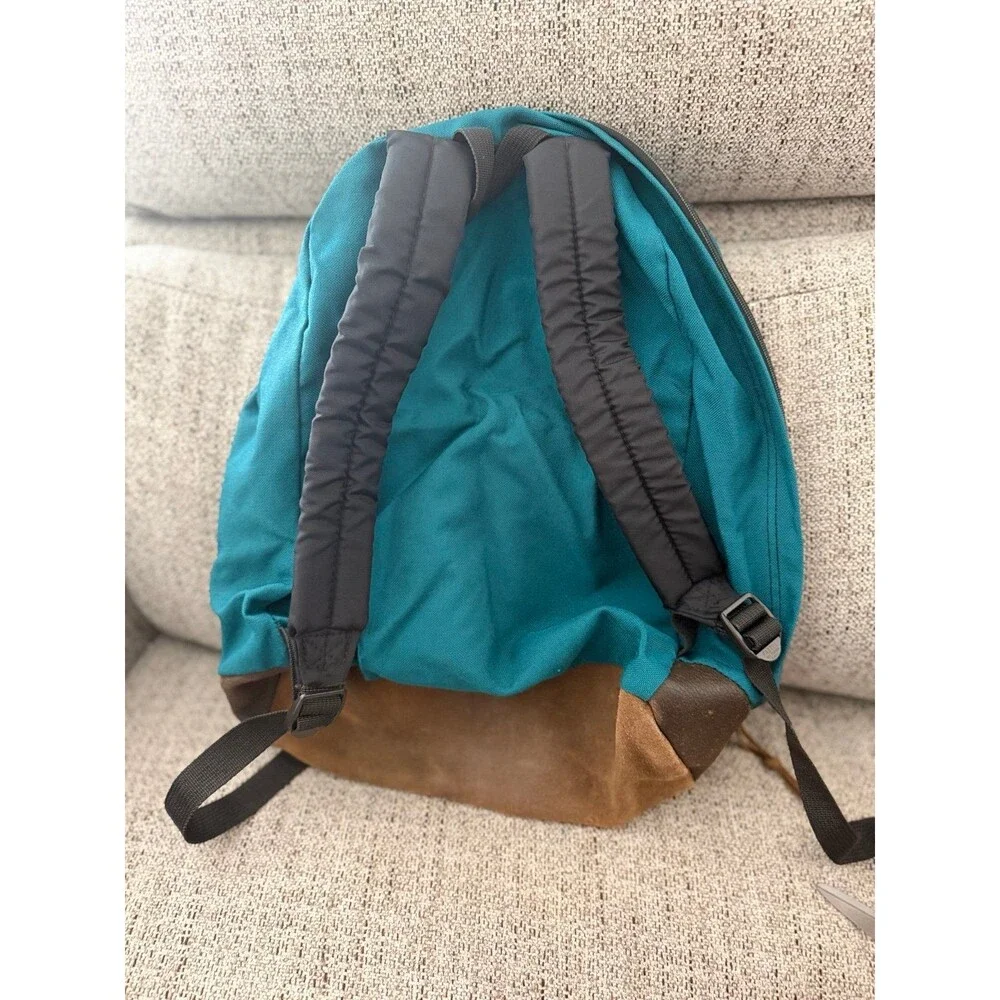 Vintage 90s JanSport Backpack Teal Purple Stripe Suede Bottom